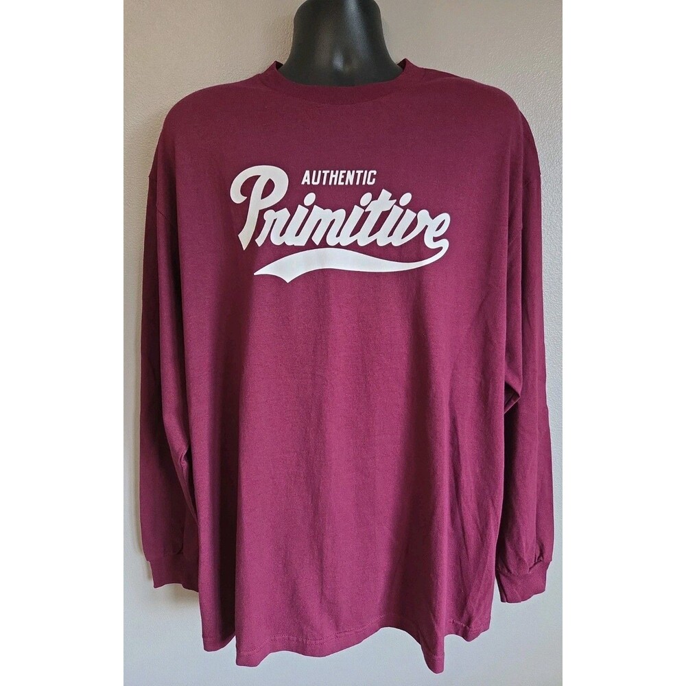 NWT Primitive Skate Apparel T-Shirt Men's XL Burgundy Authentic Script Graphic